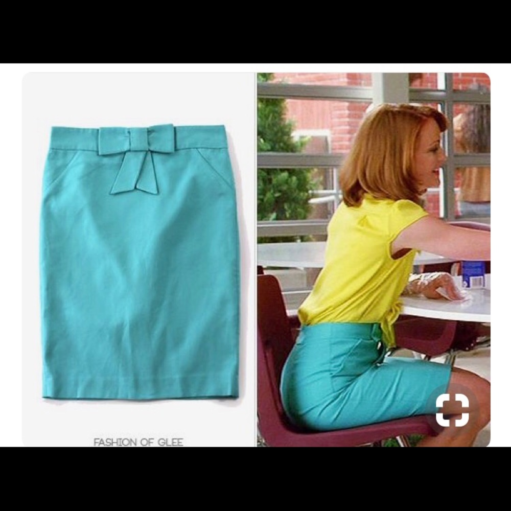 J. Crew green pencil skirt w/bow - seen on glee